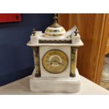 Antique French Japy Freres White Slate Mantel Clock - 35x24x13cm