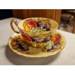 Aynsley Orchard Gold Floral Tea Cup & Saucer