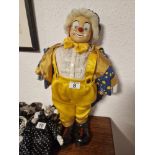 Medium-Sized Part Porcelain/Part Rubber Decorative Fairgound Clown Figure + uniform approx, 23" in h