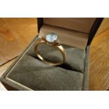 9ct Gold Blue Topaz and Diamond Dress Ring, size P