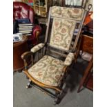 Well Upholstered Oak Rocking Chair