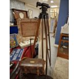 Vintage Pressure Piling Company Theodolite in steel, with Wooden tripod & Leather Box, manufactured