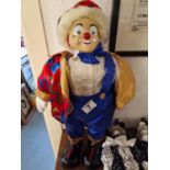 Medium-Sized Part Porcelain/Part Rubber Decorative Fairgound Clown Figure + uniform approx, 23" in h