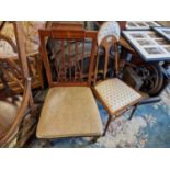 Pair of Antique Inlaid Wood Chairs