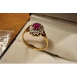 9ct Gold, Ruby & Diamond Dress Ring, size P