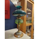 Antique British Made Green Glass Oil Lamp