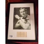 Framed Photo & Signature of James Bond author Ian Fleming, framed 18" x 13"