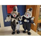 Pair of Smaller Part Porcelain Decorative Fairgound Clown Figures + uniform approx, 37cm height - Ho