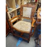 Well Upholstered Oak Hall Chair w/ a Yorkshire Oak Motif