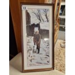 Peter Brook Winter Scene Print "Hannah Hauxwell - Christmas 1979" - framed approx 19.5" x 10"