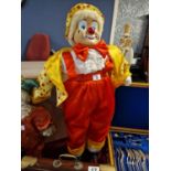 Large Part Porcelain/Part Rubber Decorative Fairgound Clown Figure + uniform approx, 35" in height -
