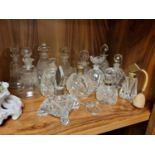 Extensive Collection of Vintage Crystal and Cut Glass Scent Bottles