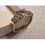 9ct Gold, Diamond & Ameythst Dress Ring - size P, 2.26g