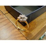 Gold & Diamond Flower Cluster Ring, size M