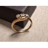 1930's Triple Diamond 9ct Gold Serpentine Dress Ring, size O