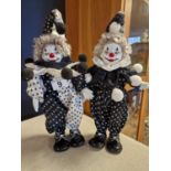 Pair of Smaller Part Porcelain Decorative Fairgound Clown Figures + uniform approx, 37cm height - Ho