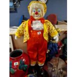 Large Part Porcelain/Part Rubber Decorative Fairgound Clown Figure + uniform approx, 35" in height -