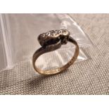 Antique 9ct Gold, Platinum and Triple Diamond Ring