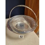 1911 Hallmarked Sheffield Silver Fruit Basket with handle, by Levesley Brothers, 447g and approx 9"