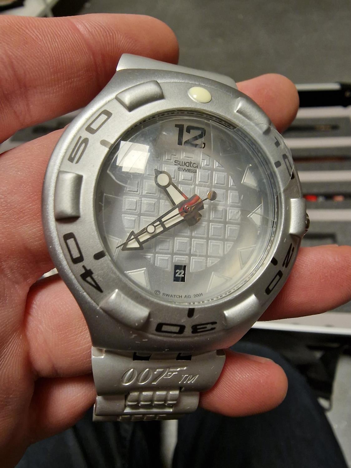 007 James Bond Swatch Watches Presentation Case, dating to 2002 to include Nineteen Specific Movie-l - Image 7 of 8