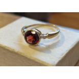 9ct Gold & Garnet Dress Ring, size P