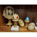 Group of Five Faberge Style Eggs