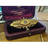 9ct Gold & Diamond Antique Mourning Brooch, 6.09g