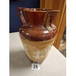 1890's Antique Royal Doulton Lambeth Earthenware Egyptian Revival Jug, pattern ref 2255, H 10" x dia