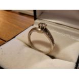 9ct White Gold Solitaire Diamond Ring, size N