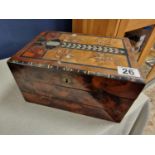 Walnut Wooden 3-Tier Combination Jewellery box/Writing Slope dated 1913 w/Marquetry and Mother-of-pe