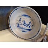 Blue & White Antique Handpainted Bowl