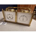 Antique French Officer's 8-Day Brass Combination Barometer/Navigation Clock - likely Napoleon III er