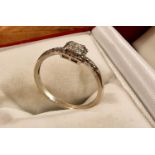 9ct White Gold & Diamond Engagement Ring - size Q