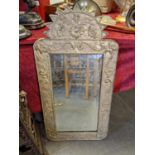 Large 1940's Brass Floral Decorative Edged Bevelled Mirror - 91cm high