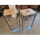 Pair of Industrial Salvage School Lab Stools