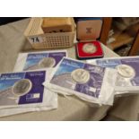 4 Royal Mint Silver Bullion 2000 Two Pound Coins and 1978 Bailiwick of Guernsey Twenty Five Pence Co