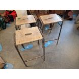 Trio of Industrial Salvage School Lab Stools