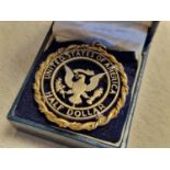 United States Metallic Half Dollar Medal/Brooch - poss 14ct Gold