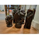 5pc Carved Wood and Resin Set of Lord of the Rings Fantasy Figures