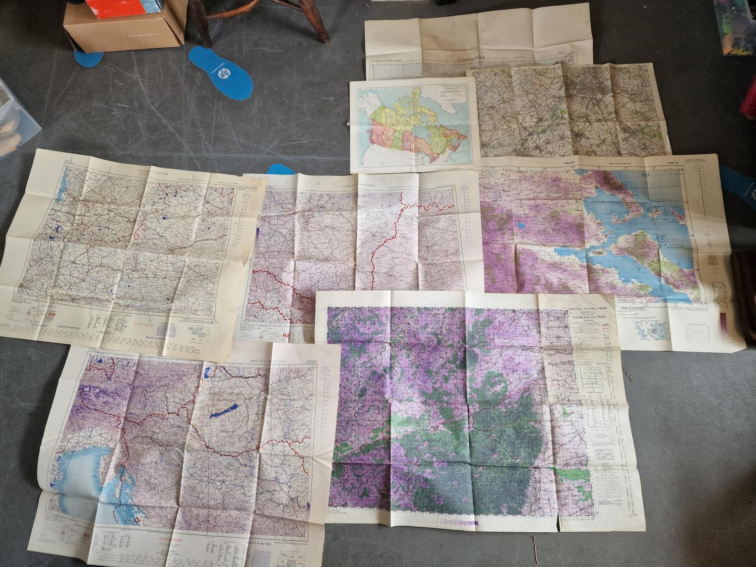 Collection of G.S.G.S. Geographical 1940s Post-WWII War Office European Ordnance maps