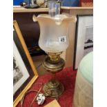 Converted Vintage Oil Lamp & Shade - 52cm high