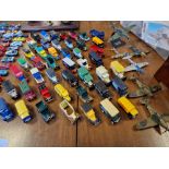 Collection of Various Die Cast Toy Cars and Advertising Trucks + Planes inc Matchbox