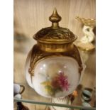 Antique Gilded Floral Royal Worcester Jar Marked 1899+H175 to base - repair to lid