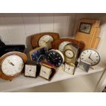 Collection of Various Vintage Mantle Clocks and Travel Clocks inc Smiths examples