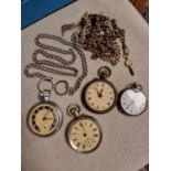 Collection of Various Pocket Watches, Albert Chains etc, inc a Fine Silver Example