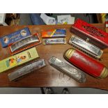 Collection of 5 Boxed Harmonica Musical Instruments, inc Hohner Lieblinge, Super Chromonica, Chromoi