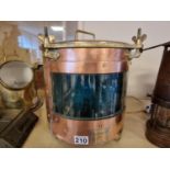 Antique Copper Large Format Converted Port Navigation Lamp - Maritime Nautical, in working order, 33