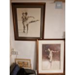 Matching Pair of Study Lithographs of Ballet Poses by Charles Wilmott (1943-), featuring Dancers Miy