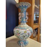 Antique Chinese Canton Copper and Enamel Decorated Vase - H approx 46cm