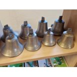 Set of Eight Church Brass Bell Ringer Ringing Bells